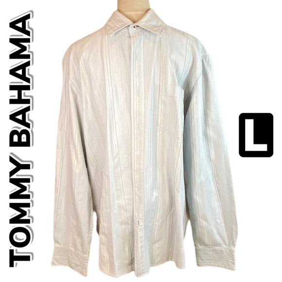TOMMY BAHAMA Button Down Ribbed Shirt (L) - Picture 1 of 12